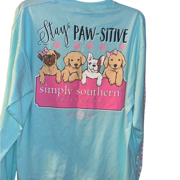 Nwot Simply Southern Stay Paw-Sitive Long Sleeve T-Shirt Large dog lover - Picture 2 of 3